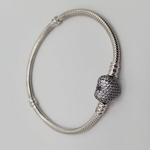 Pandora Silver Bracelet with Heart Clasp
